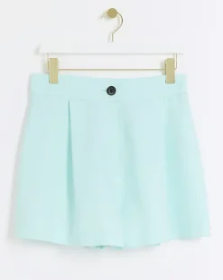 River Island Aqua linen blend high waisted shorts Blue Discount