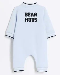 River Island Baby boys bear sleepsuit Blue Sale