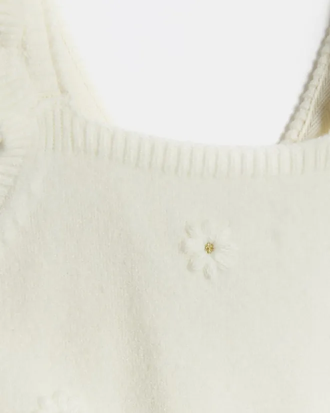 River Island Baby girls knitted floral dungarees Cream Sale