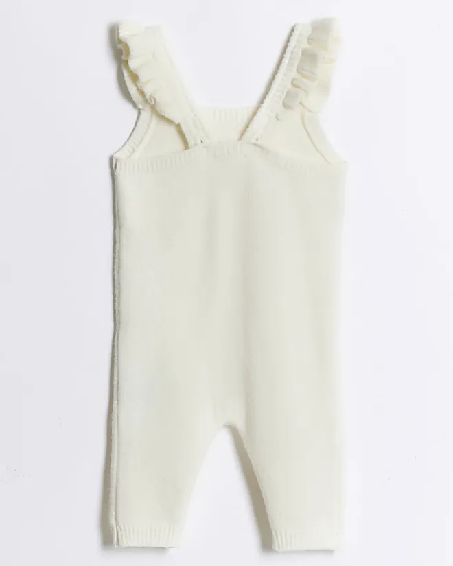 River Island Baby girls knitted floral dungarees Cream Sale