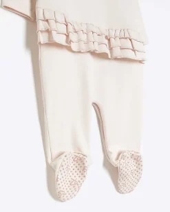 River Island Baby girls bear bag sleepsuit Pink Sale