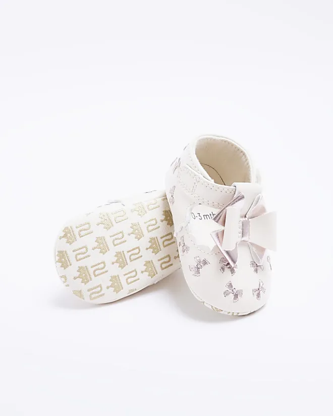 River Island Baby girls Bow embroidered Shoes Pink Outlet