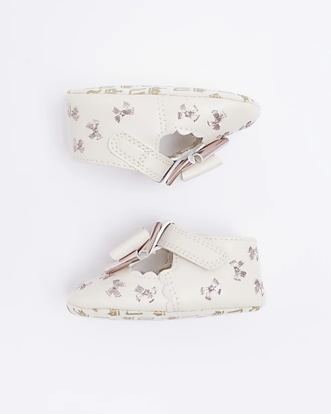 River Island Baby girls Bow embroidered Shoes Pink Outlet