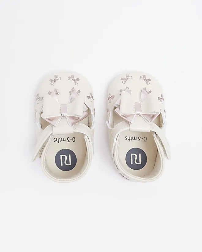 River Island Baby girls Bow embroidered Shoes Pink Outlet