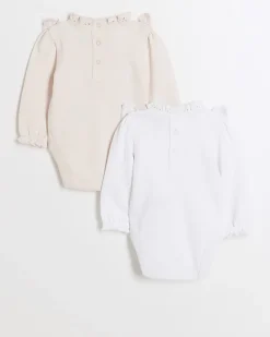 River Island Baby girls broderie bodysuit 2 pack Pink Sale