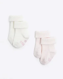 River Island Baby girls turnover socks 2 pack Pink New