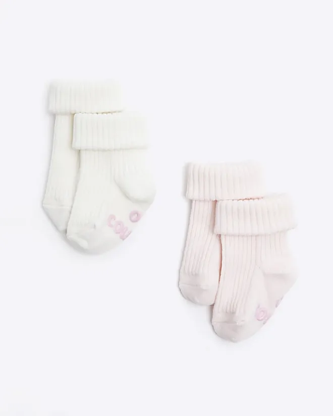 River Island Baby girls turnover socks 2 pack Pink New