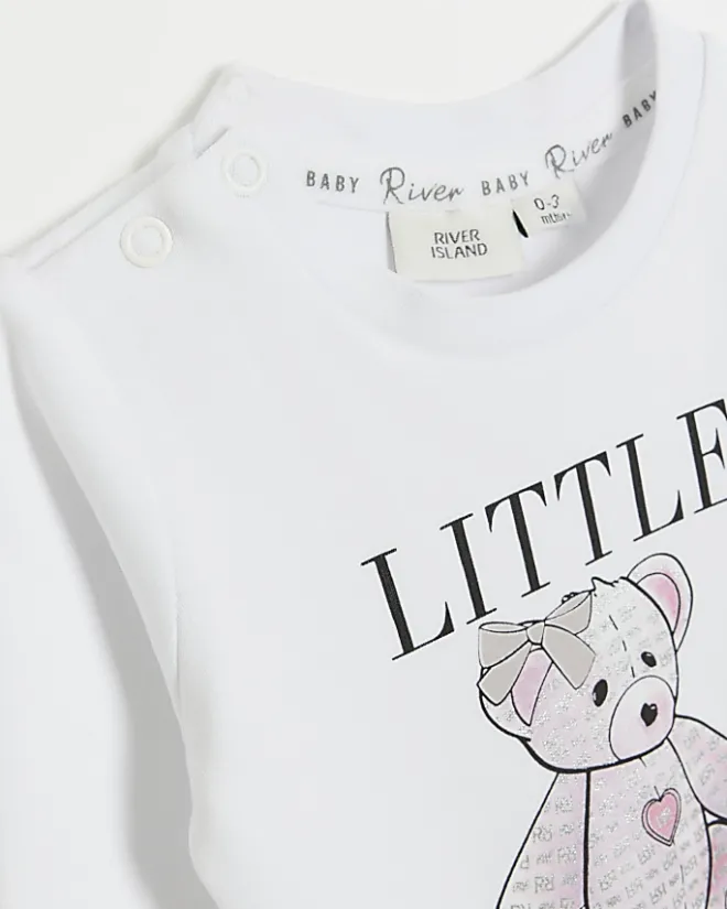 River Island Baby girls bear graphic all in one White Hot