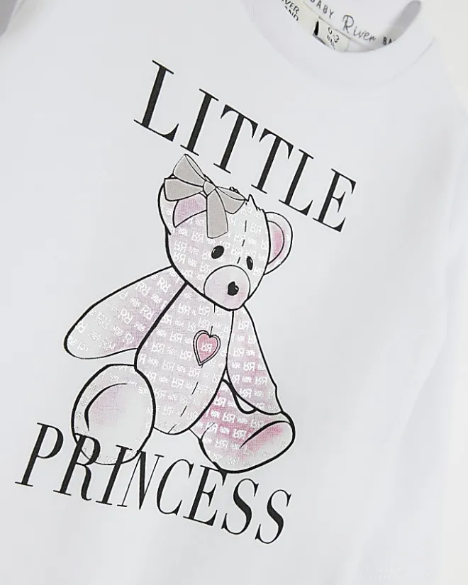 River Island Baby girls bear graphic all in one White Hot