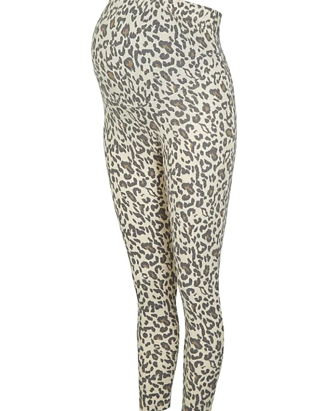 River Island Beige animal print maternity leggings Cream Hot