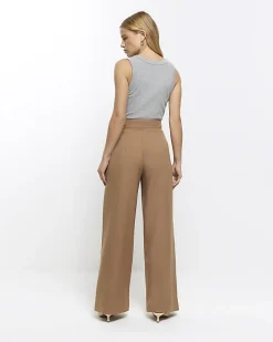 River Island Beige asymmetric waist wide leg trousers Cream Best