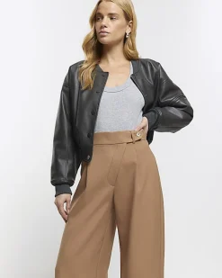 River Island Beige asymmetric waist wide leg trousers Cream Best