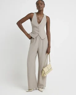 River Island Beige button front waistcoat Cream Outlet