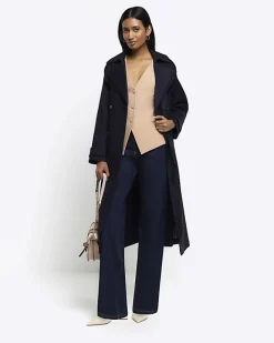 River Island Beige button up long waistcoat Cream Discount