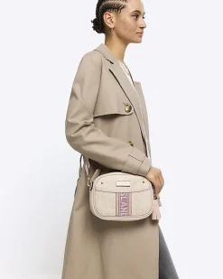 River Island Beige canvas cross body camera bag Cream Online