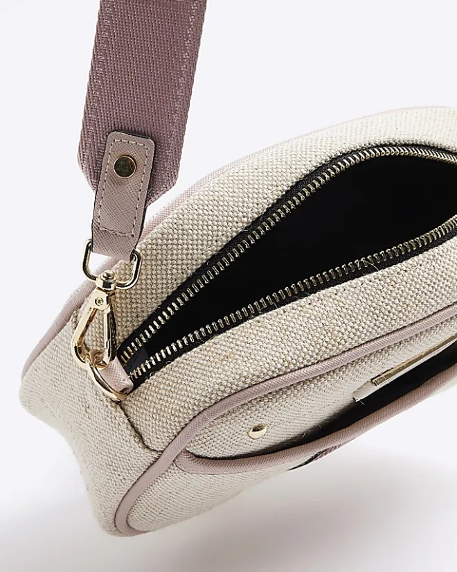 River Island Beige canvas cross body camera bag Cream Online