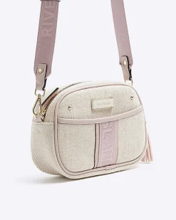River Island Beige canvas cross body camera bag Cream Online