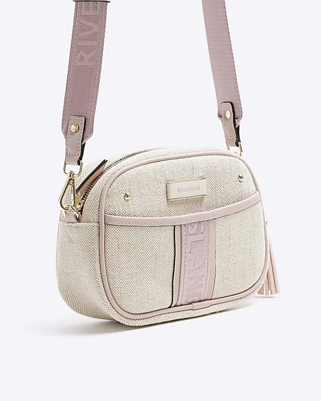 River Island Beige canvas cross body camera bag Cream Online