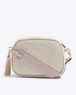 River Island Beige canvas cross body camera bag Cream Online
