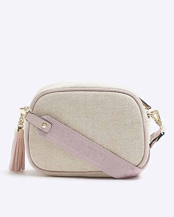 River Island Beige canvas cross body camera bag Cream Online