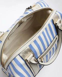 River Island Beige canvas stripe travel bag Cream Outlet