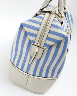 River Island Beige canvas stripe travel bag Cream Outlet