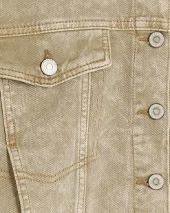 River Island Beige cropped denim jacket Brown Fashion