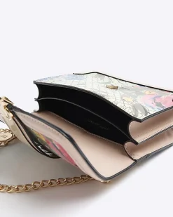 River Island Beige floral monogram satchel bag Cream Fashion