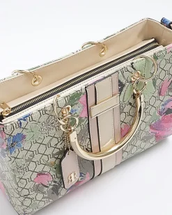 River Island Beige floral tote bag Cream Fashion