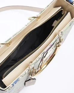 River Island Beige floral tote bag Cream Fashion
