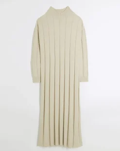 River Island Beige high neck jumper maxi dress Cream Hot