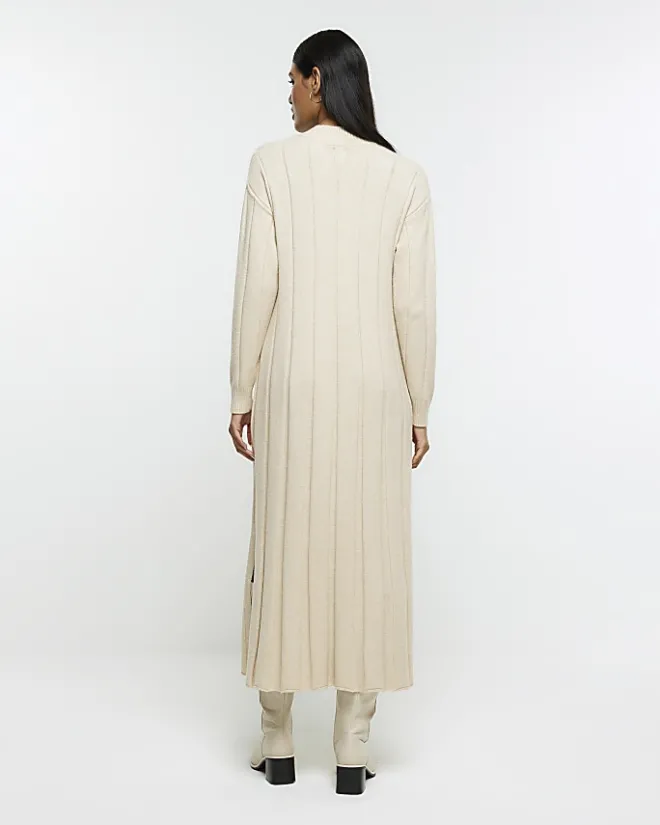 River Island Beige high neck jumper maxi dress Cream Hot