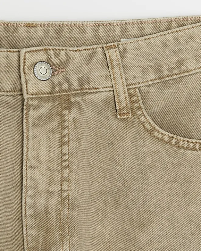 River Island Beige high waisted relaxed straight jeans Cream New