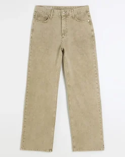 River Island Beige high waisted relaxed straight jeans Cream New