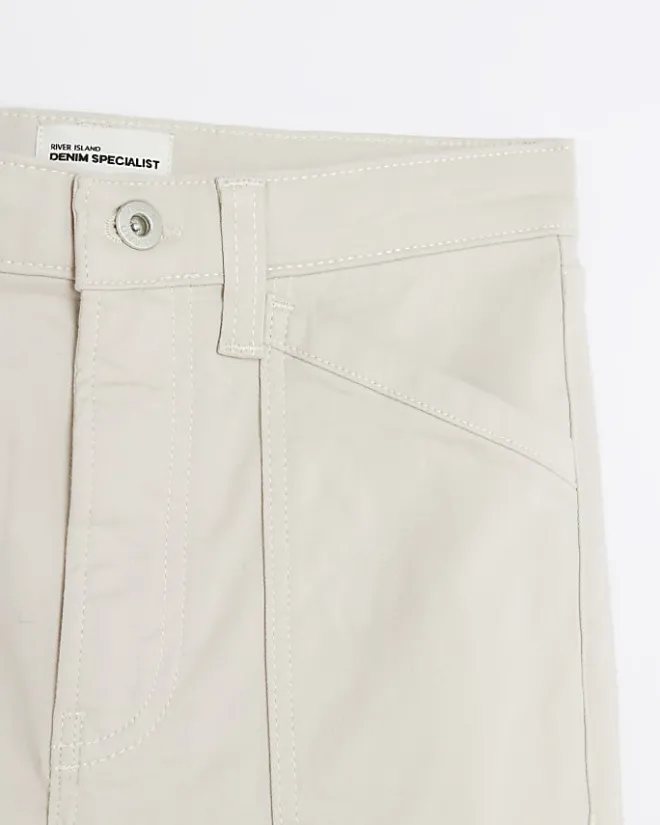 River Island Beige high waisted skinny cargo jeans Cream Online