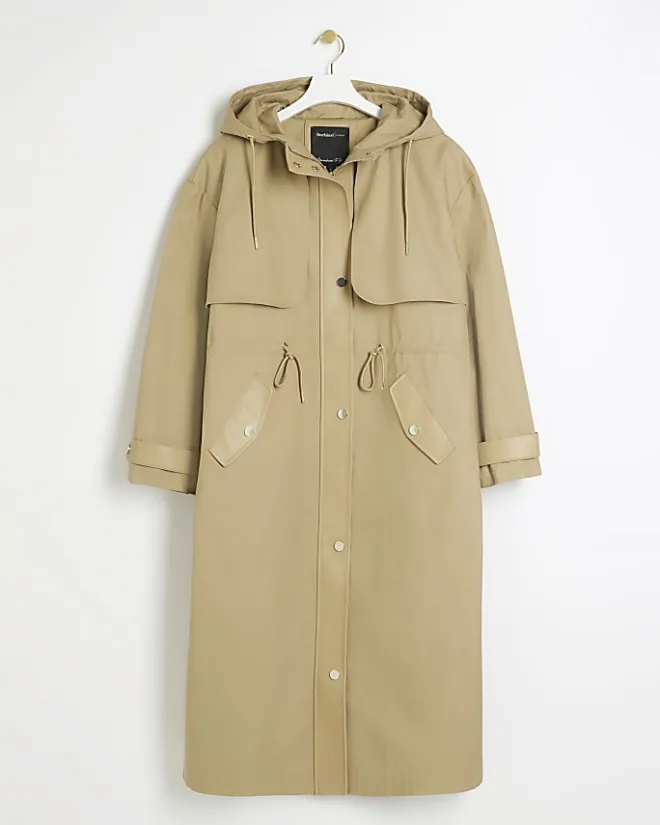 River Island Beige Hooded Parka Jacket Cream Online