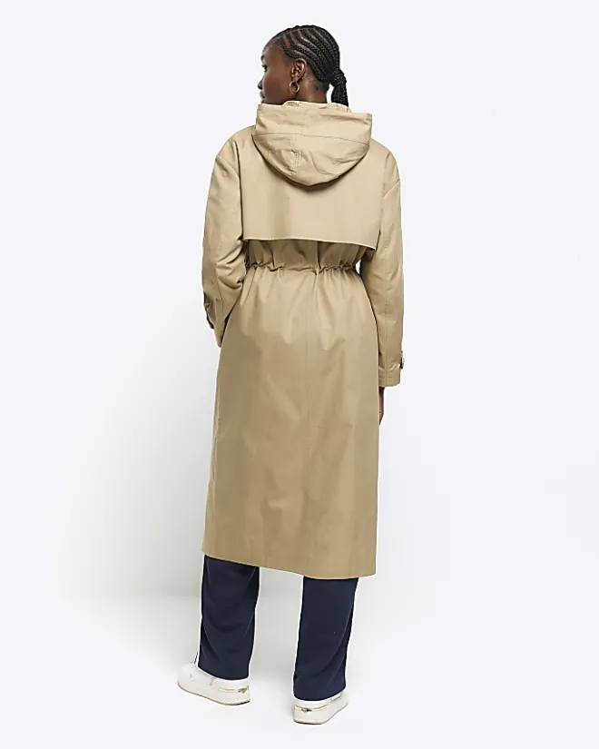 River Island Beige Hooded Parka Jacket Cream Online