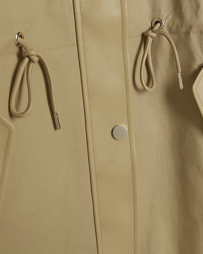 River Island Beige Hooded Parka Jacket Cream Online
