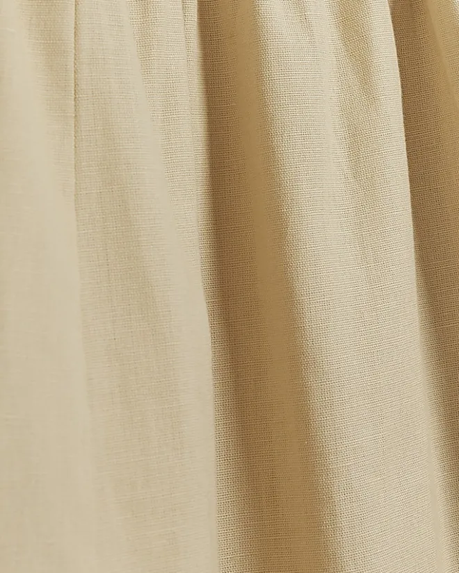River Island Beige linen halter neck midi dress Cream Outlet