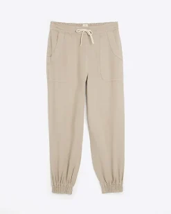 River Island Beige lyocell cuffed joggers Cream Fashion