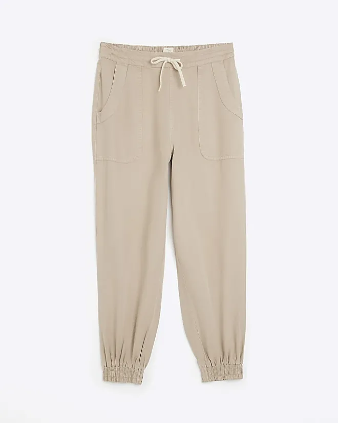 River Island Beige lyocell cuffed joggers Cream Fashion