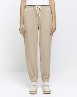 River Island Beige lyocell cuffed joggers Cream Fashion