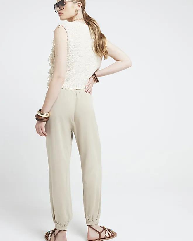 River Island Beige lyocell elasticated joggers Cream Hot