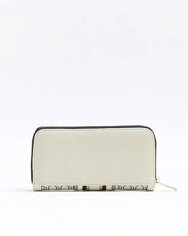 River Island Beige monogram front purse Cream Clearance