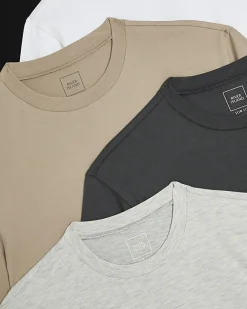 River Island Beige multipack of 5 slim fit t-shirts Black Discount