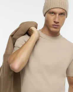 River Island Beige multipack of 5 slim fit t-shirts Black Discount