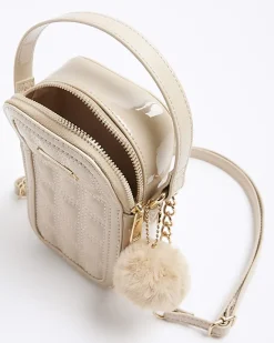 River Island Beige quilted pom pom cross body bag Cream Best