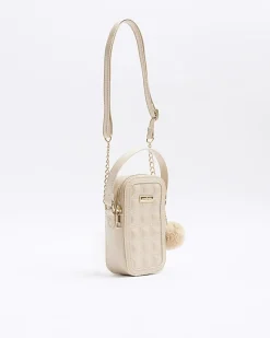 River Island Beige quilted pom pom cross body bag Cream Best