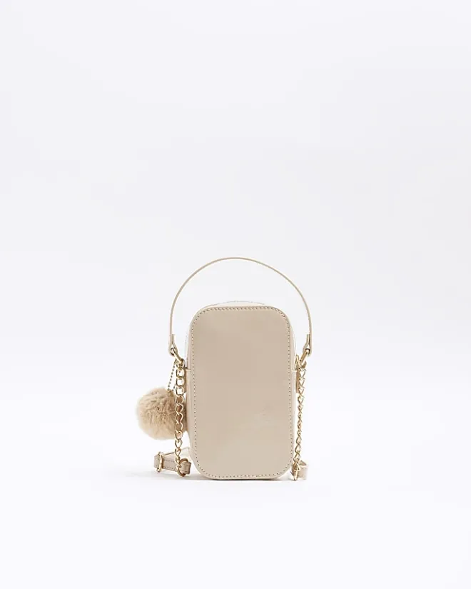 River Island Beige quilted pom pom cross body bag Cream Best