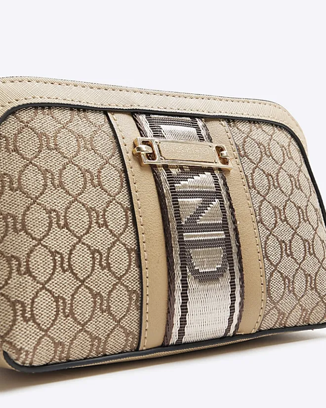 River Island Beige RI monogram cross body bag Cream Best